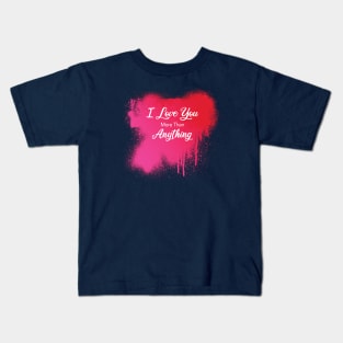 Red and Pink Graffiti Heart Love You Kids T-Shirt